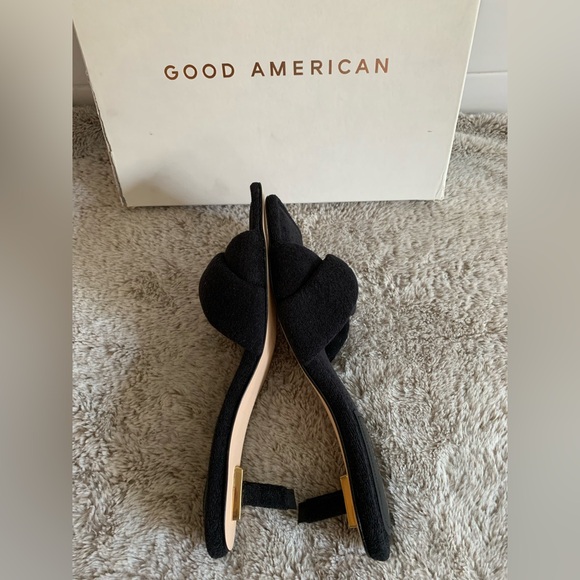 NEW Good American Terry Kickstand Black Low Heel Slides Sandals Womens 8.5 - Picture 6 of 10